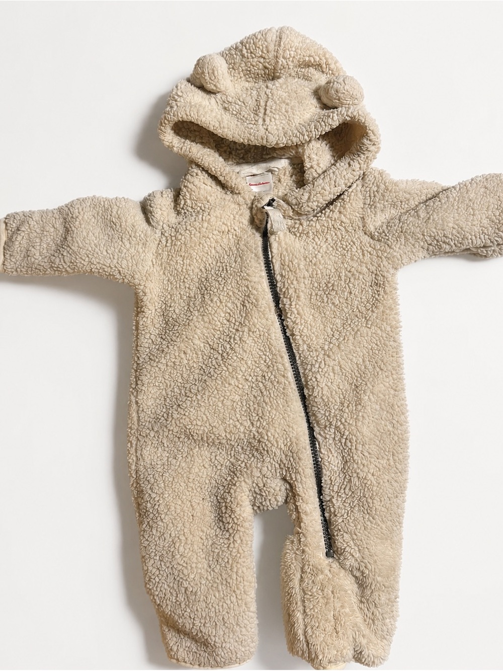 Hanna Andersson Cream Sherpa Hooded Baby Bunting